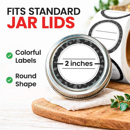 Dissolvable Canning Labels for Jars – 200 Dissolvable Mason Jar Labels 2 In. round Dissolvable Food Labels for Food Container Prep - Canning Jar Labels Stickers and More, Black