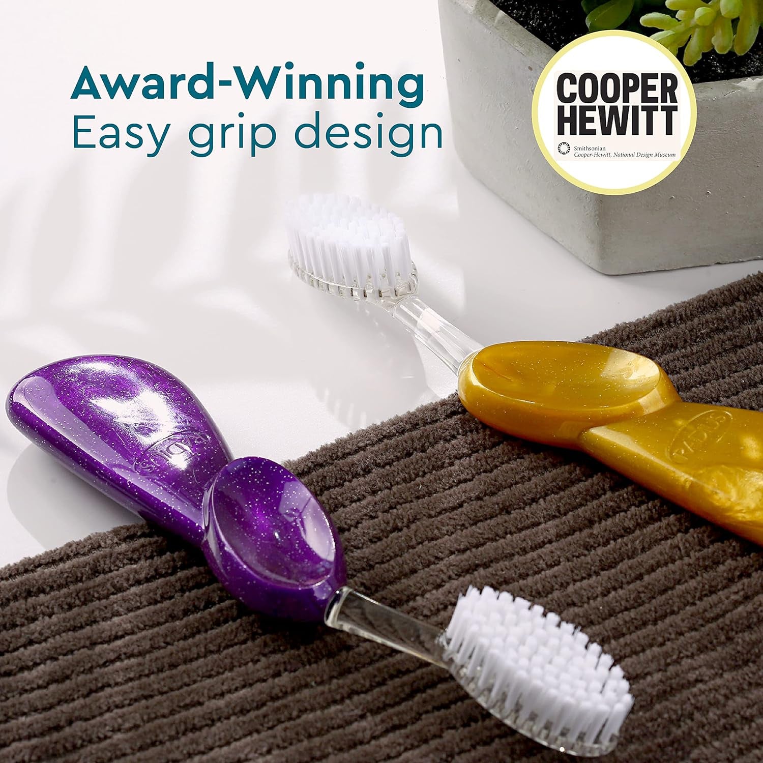 Big Brush BPA Free & ADA Accepted Toothbrush Designed to Improve Gum Health & Reduce Gum Issues - Right Hand - Midnight Sky/Marble/Soda Pop Eco Grind - Pack of 3