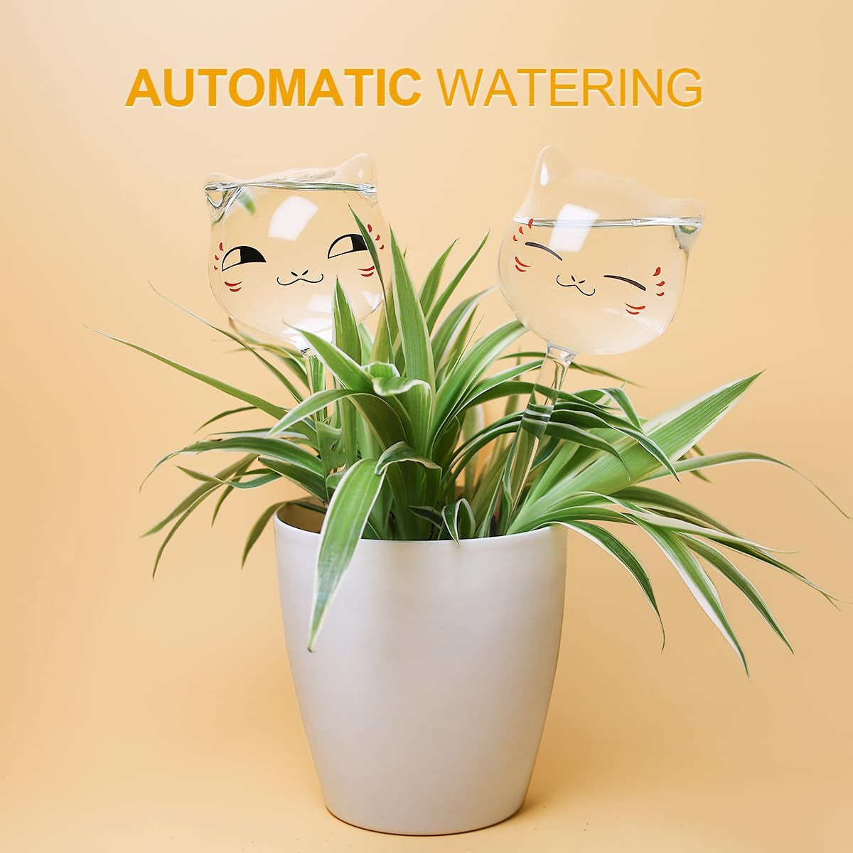 Plant Watering Globes Glass Self Watering Globes, Hand Blown Clear Plant Watering Devices for Vacation, Water Bulbs Gifts for Plant Lovers, 3 Cats