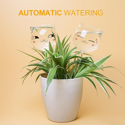 Plant Watering Globes Glass Self Watering Globes, Hand Blown Clear Plant Watering Devices for Vacation, Water Bulbs Gifts for Plant Lovers, 3 Cats