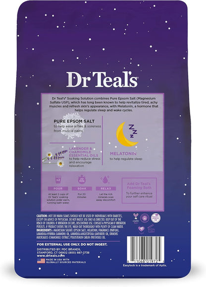 Pure Epsom Magnesium Salt Soak, Sleep Blend with Melatonin, Lavender & Essential Oils, 3 Lb (Pack of 4)