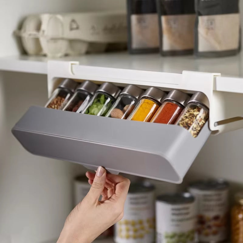 Self-Adhesive Kitchen Spice Rack – Wall-Mounted Storage Organizer for a Clutter-Free Kitchen