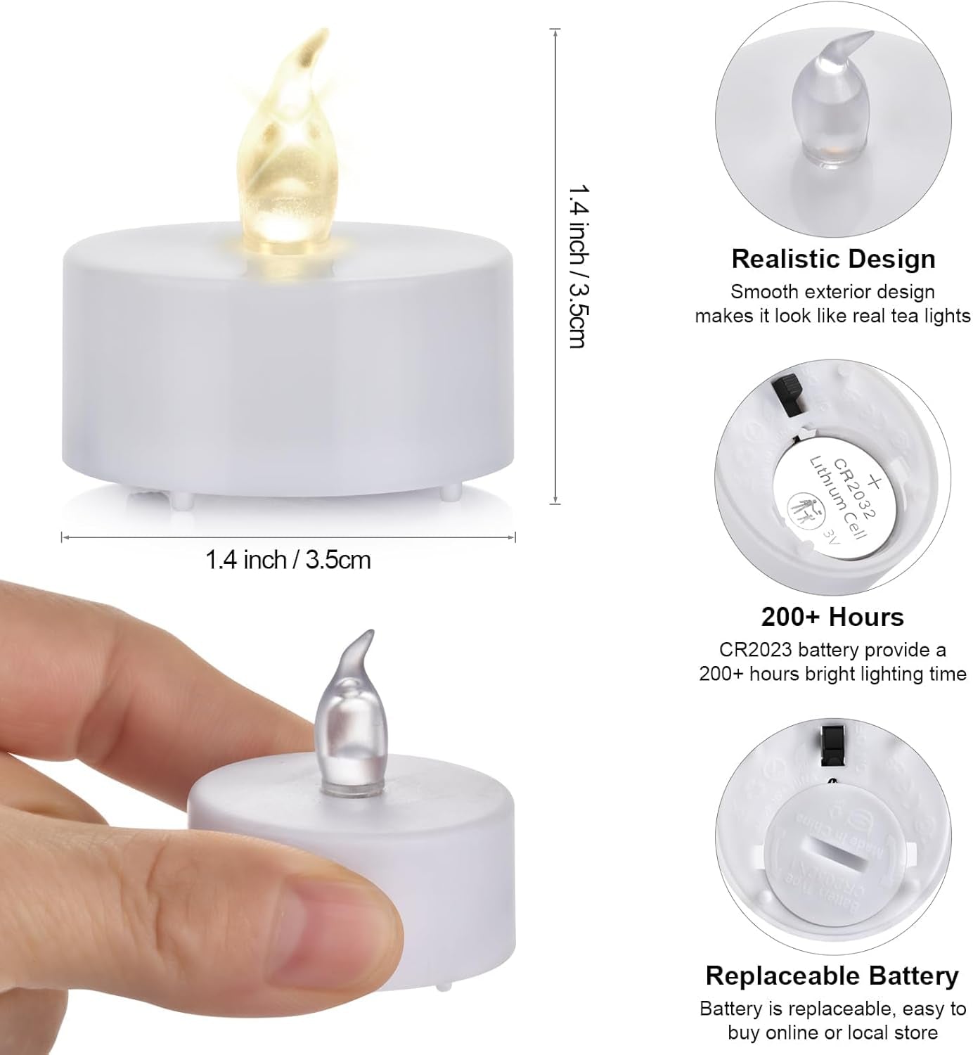 Battery Operated LED Tea Lights: 24PACK Flameless Votive Candles Lamp Realistic and Bright Flickering Holiday Gift Long Lasting 150Hours for Seasonal & Festival Celebration Warm White