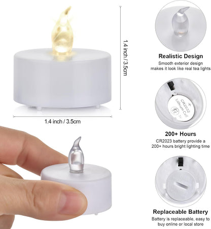 Battery Operated LED Tea Lights: 24PACK Flameless Votive Candles Lamp Realistic and Bright Flickering Holiday Gift Long Lasting 150Hours for Seasonal & Festival Celebration Warm White
